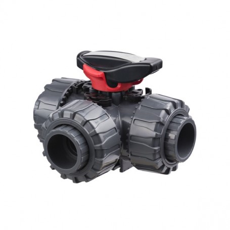 Valvola a L a tre vie TKD filettata DN 10-50 FIP PVC-U
