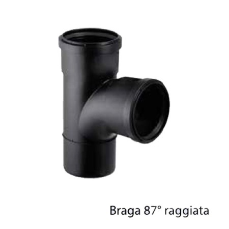 Tee raggiata 87° per scarico ad innesto Fonoassorbente